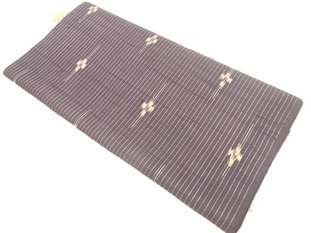 JAPANESE KIMONO / ANTIQUE TSUMUGI STRIPED KIMONO / WOVEN- ABSTRACT PAT